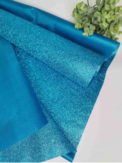 Ткань упаковочная с глиттером 48см (бирюзовый), 50см